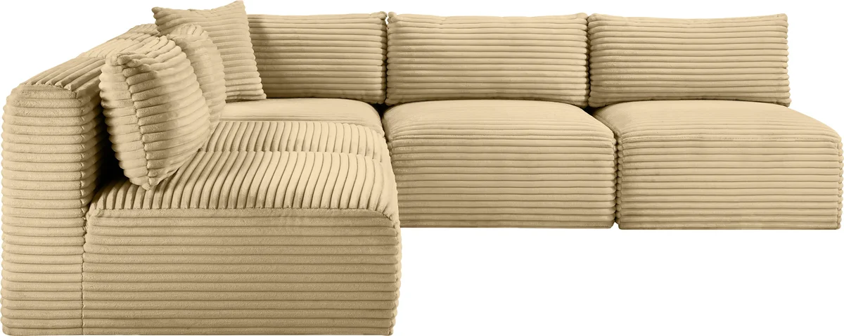 Shaggy - 5 Piece Modular Corner Armless Sectional - Camel - View 2