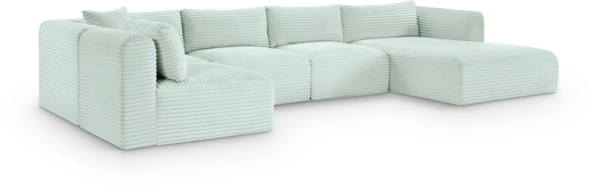 Shaggy - 5 Piece Modular U-Shaped Sectional - Mint