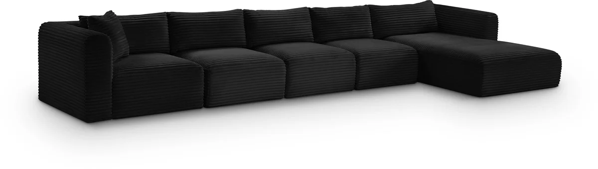 Shaggy - 5 Piece Modular Sectional With Chaise - Black