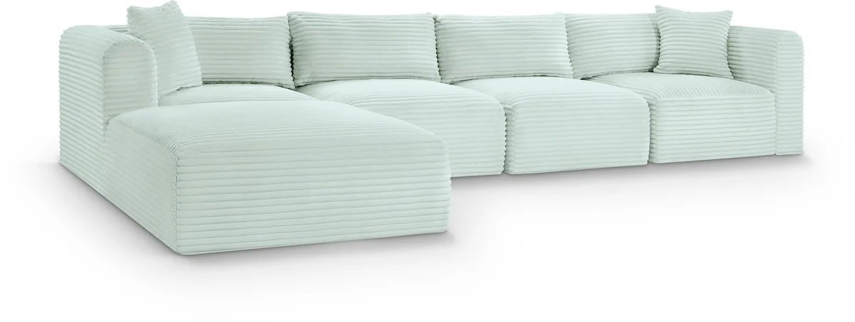 Shaggy - 5 Piece Modular Sectional With Ottoman - Mint