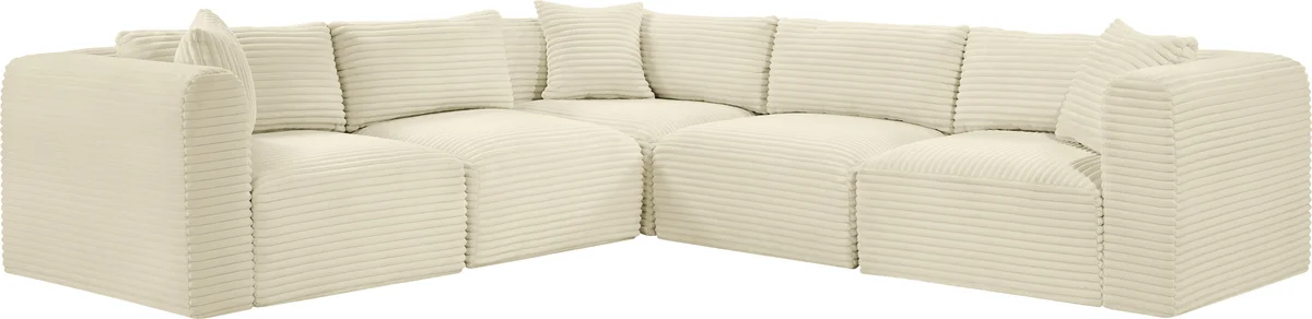 Shaggy - 5 Piece Modular Corner Sectional - Cream - View 2