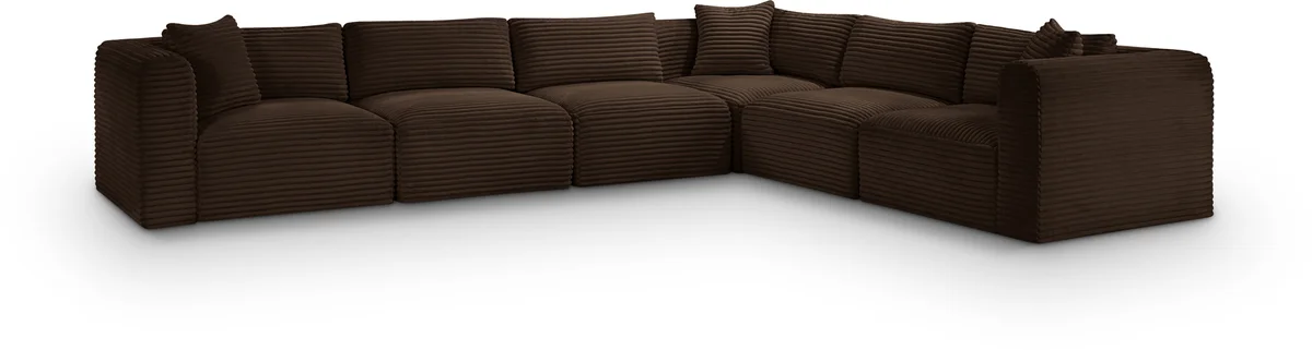 Shaggy - 6 Piece Modular Corner Sectional - Brown