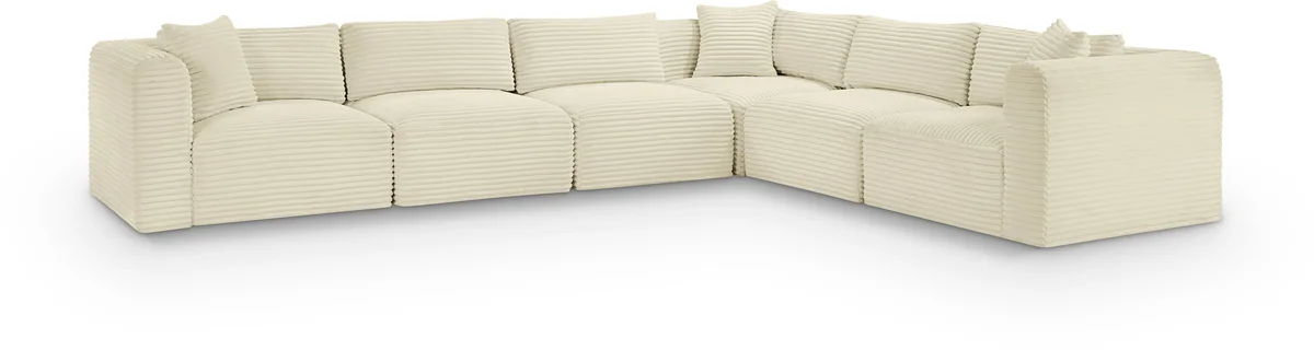 Shaggy - 6 Piece Modular Corner Sectional - Cream