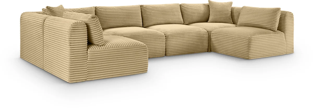 Shaggy - 6 Piece Modular U-Shaped Armless Sectional - Camel