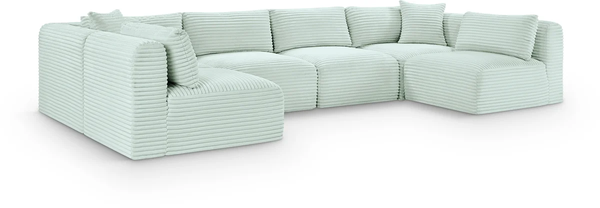 Shaggy - 6 Piece Modular U-Shaped Armless Sectional - Mint