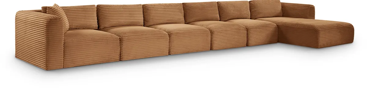 Shaggy - 6 Piece Modular Sectional With Chaise - Saddle