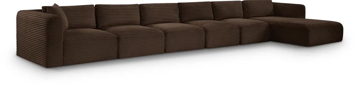 Shaggy - 6 Piece Modular Sectional With Chaise - Brown