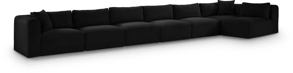 Shaggy - 7 Piece Modular Sectional - Black