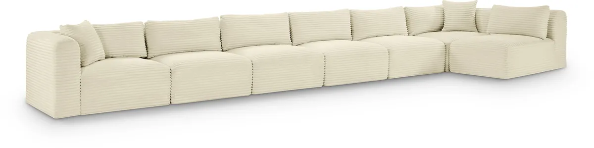 Shaggy - 7 Piece Modular Sectional - Cream