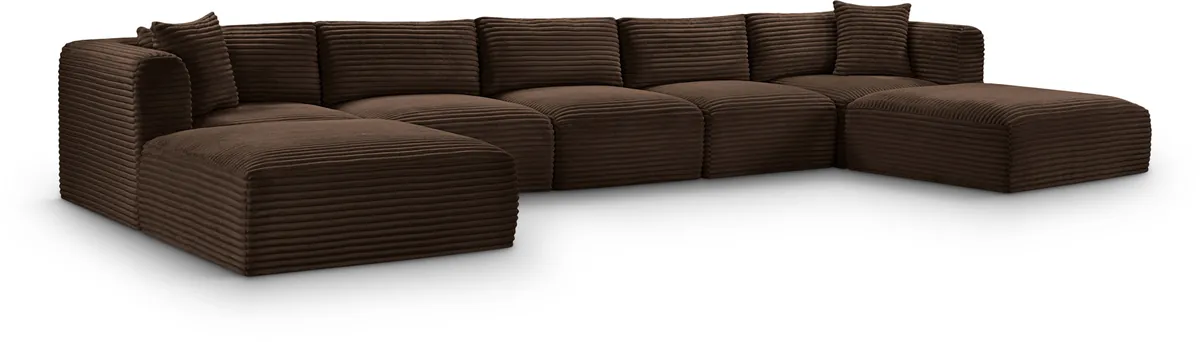 Shaggy - 7 Piece Modular Sectional With 2 Ottomans - Brown