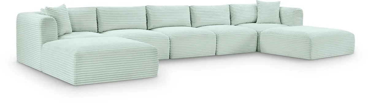 Shaggy - 7 Piece Modular Sectional With 2 Ottomans - Mint