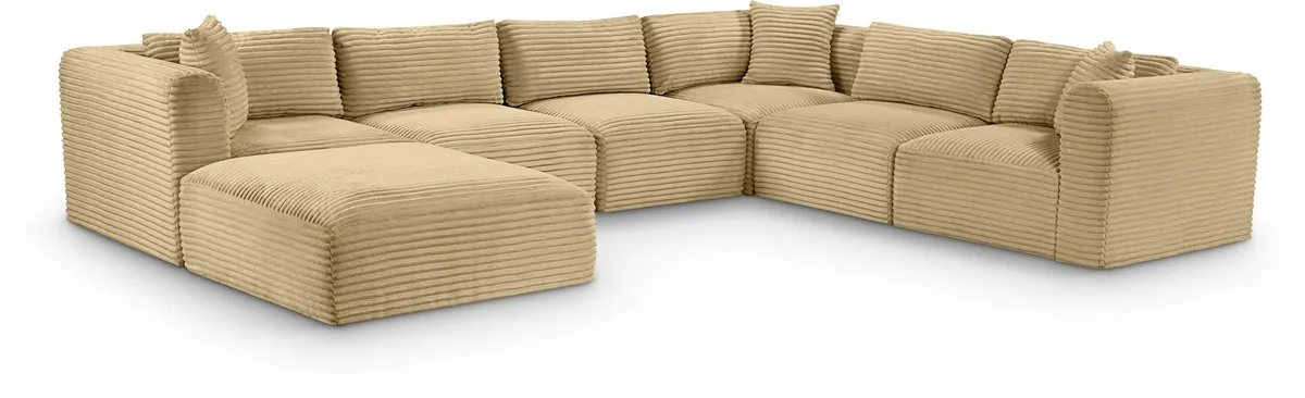 Shaggy - 7 Piece Modular U-Shaped Sectional With Ottoman - Camel