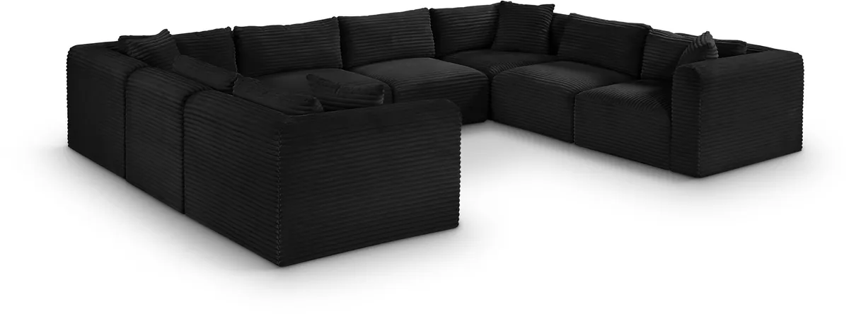 Shaggy - 8 Piece Modular U-Shaped Sectional - Black