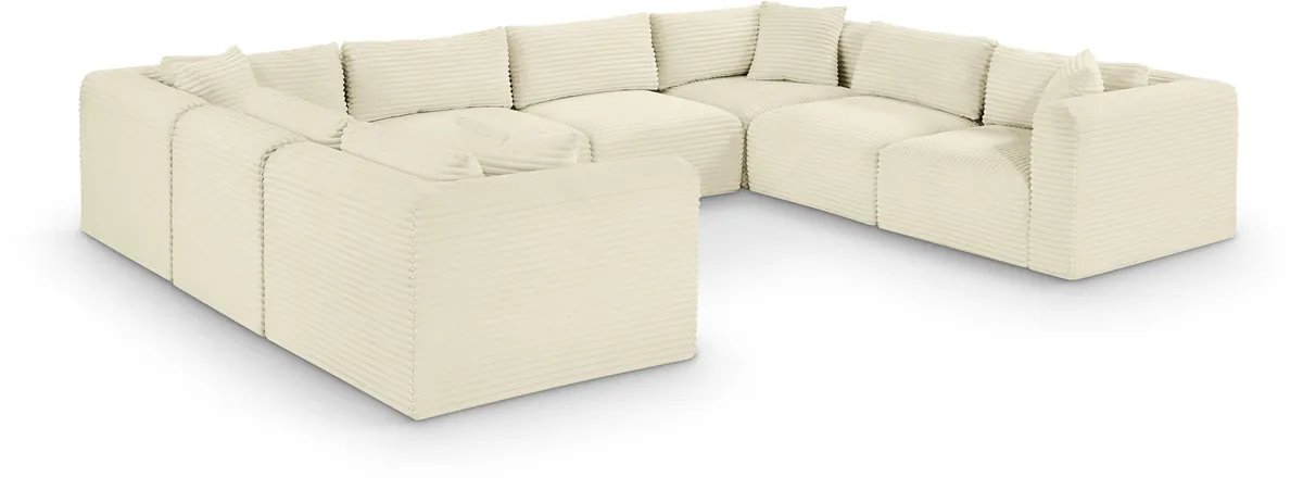 Shaggy - 8 Piece Modular U-Shaped Sectional - Cream