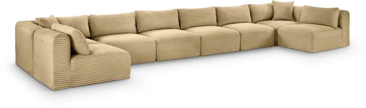 Shaggy - 8 Piece Modular U-Shaped Armless Sectional - Camel