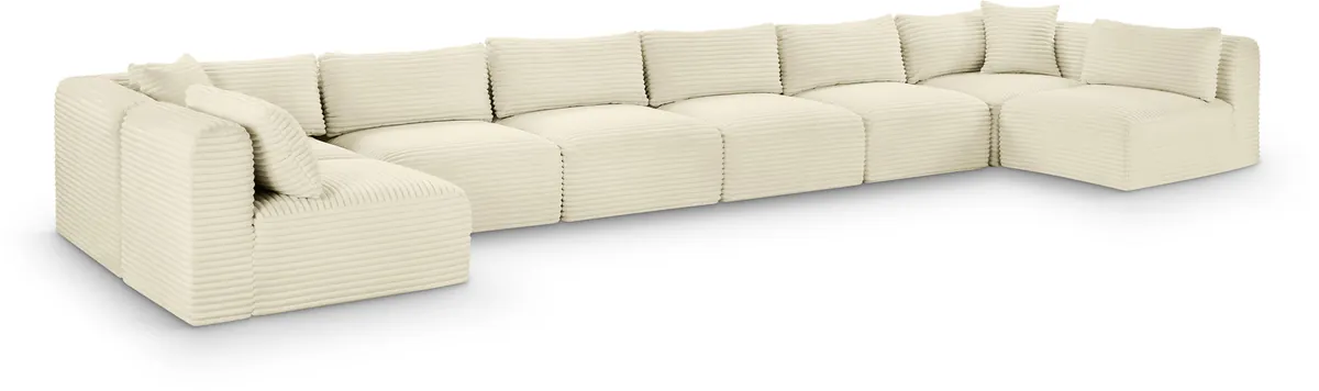 Shaggy - 8 Piece Modular U-Shaped Armless Sectional - Cream