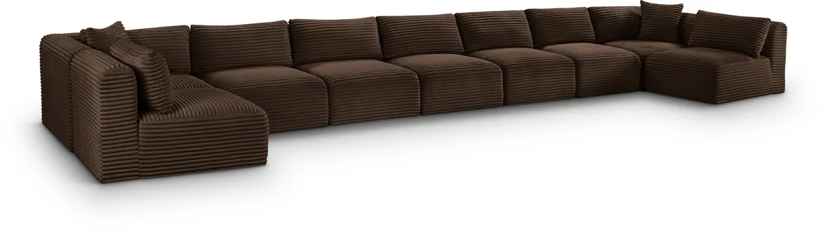 Shaggy - 9 Piece Modular Sectional - Brown