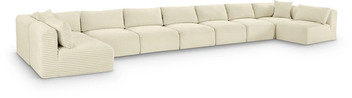Shaggy - 9 Piece Modular Sectional - Cream