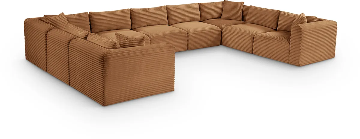 Shaggy - 9 Piece Modular U-Shaped Sectional - Saddle