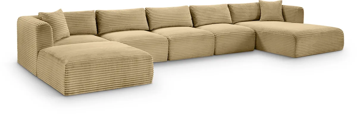 Shaggy - 6 Piece Modular Sectional With Chaise And Ottoman - Camel