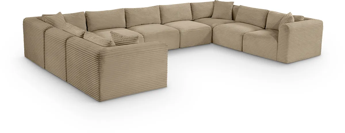 Shaggy - 9 Piece Modular U-Shaped Sectional - Taupe