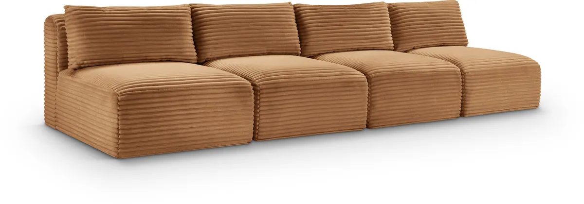 Shaggy - 4 Seat Modular Armless Sofa - Saddle