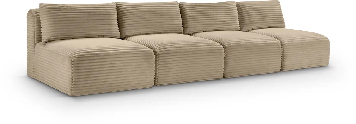 Shaggy - 4 Seat Modular Armless Sofa - Taupe