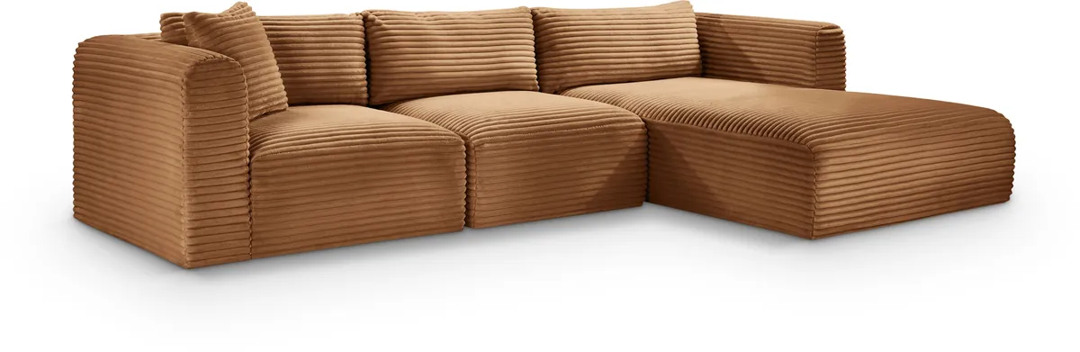 Shaggy - 3 Piece Modular Sectional - Saddle