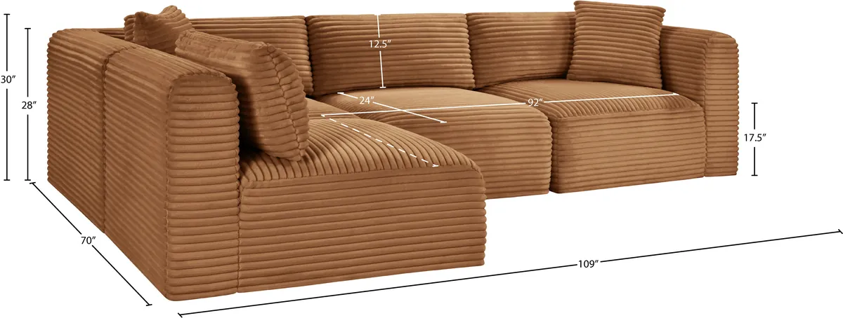 Shaggy - 4 Piece Modular Corner Sectional - Saddle