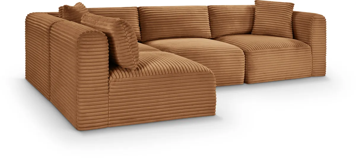 Shaggy - 4 Piece Modular Corner Sectional - Saddle