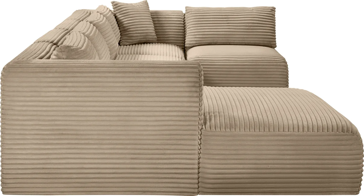 Shaggy - 5 Piece Modular U-Shaped Sectional - Taupe - View 2