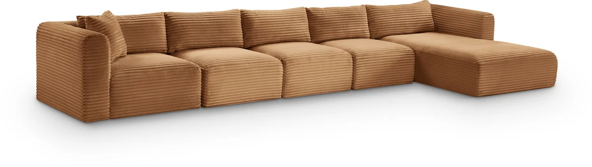 Shaggy - 5 Piece Modular Sectional With Chaise - Saddle