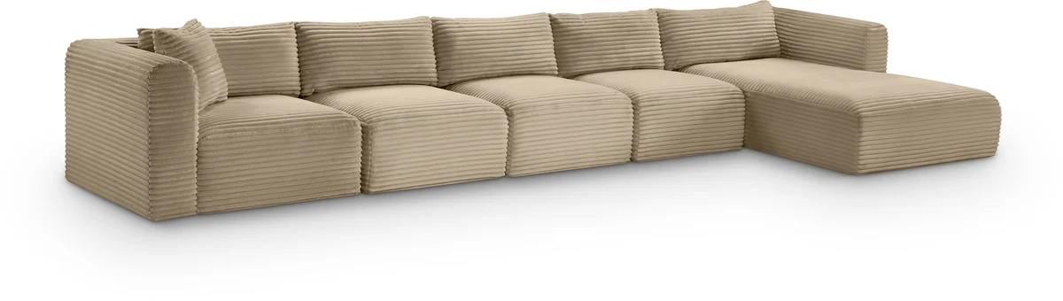 Shaggy - 5 Piece Modular Sectional With Chaise - Taupe