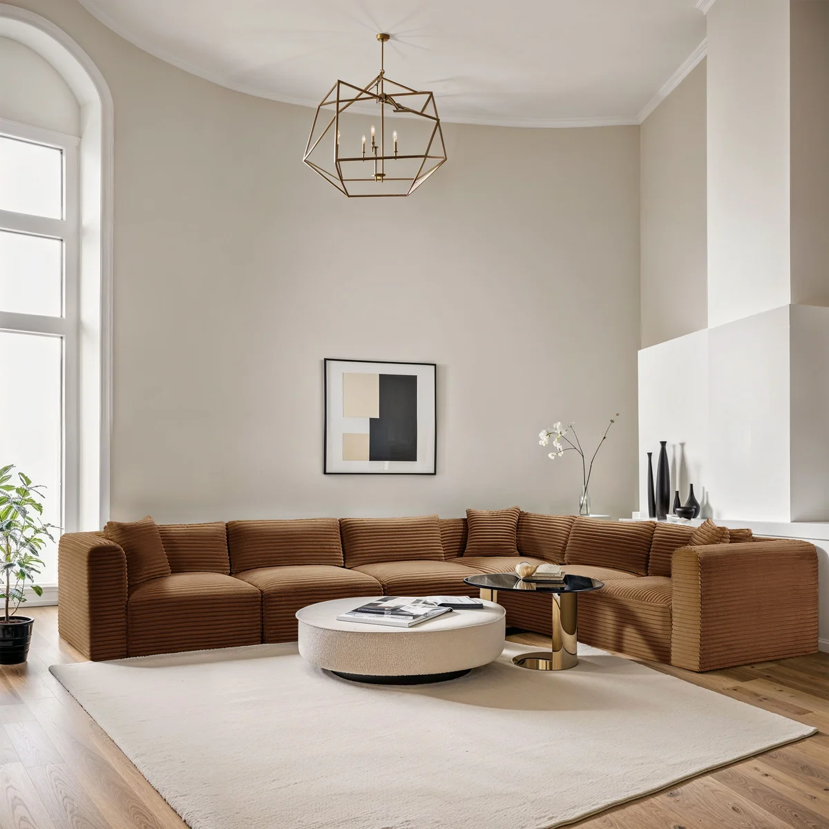 Shaggy - 6 Piece Modular Corner Sectional - Saddle - View 2