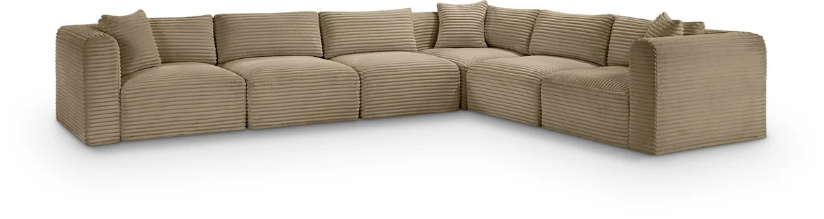 Shaggy - 6 Piece Modular Corner Sectional - Taupe