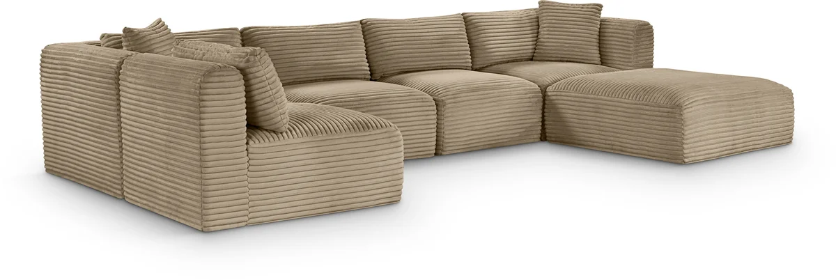 Shaggy - 6 Piece Modular U-Shaped Sectional - Taupe