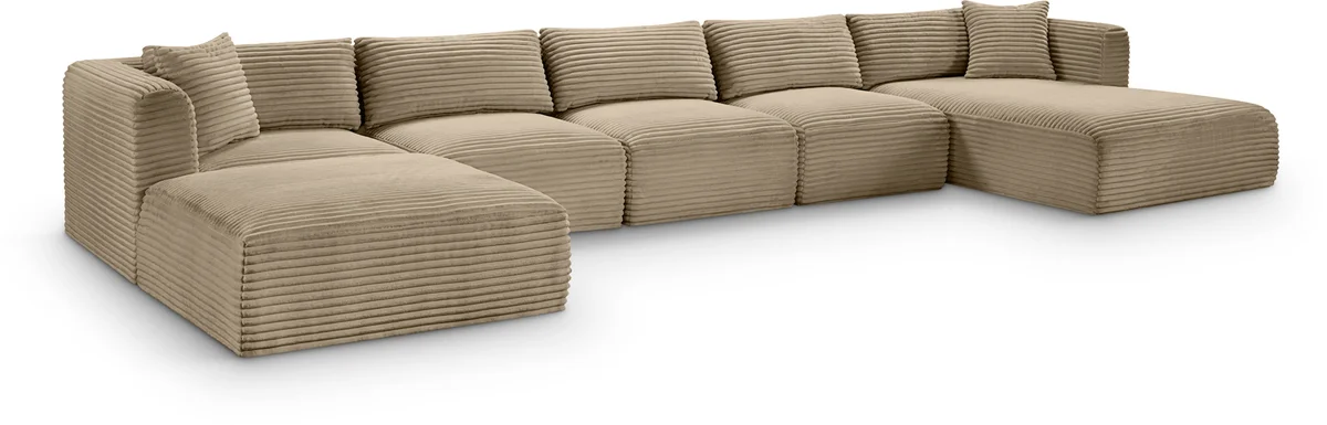 Shaggy - 6 Piece Modular Sectional With Chaise And Ottoman - Taupe