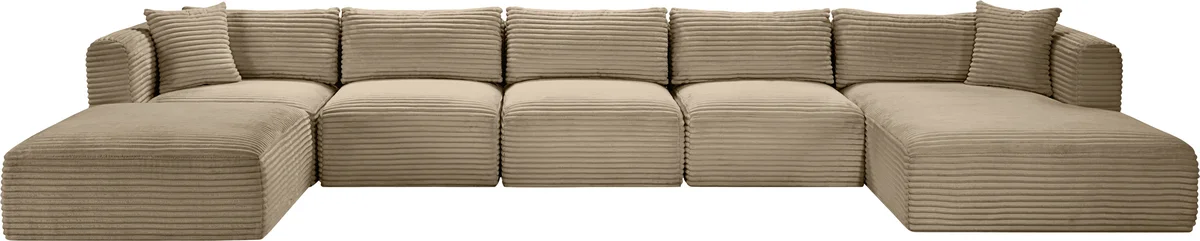 Shaggy - 6 Piece Modular Sectional With Chaise And Ottoman - Taupe - View 2