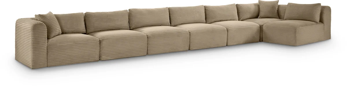 Shaggy - 7 Piece Modular Sectional - Taupe