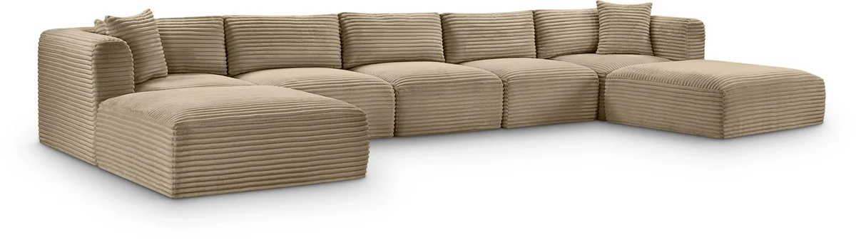 Shaggy - 7 Piece Modular Sectional With 2 Ottomans - Taupe
