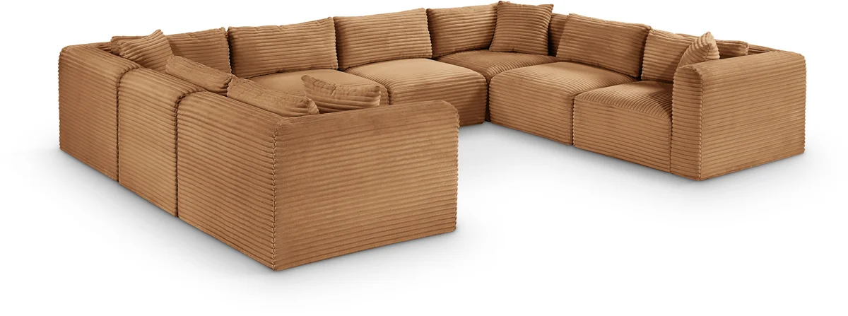 Shaggy - 8 Piece Modular U-Shaped Sectional - Saddle