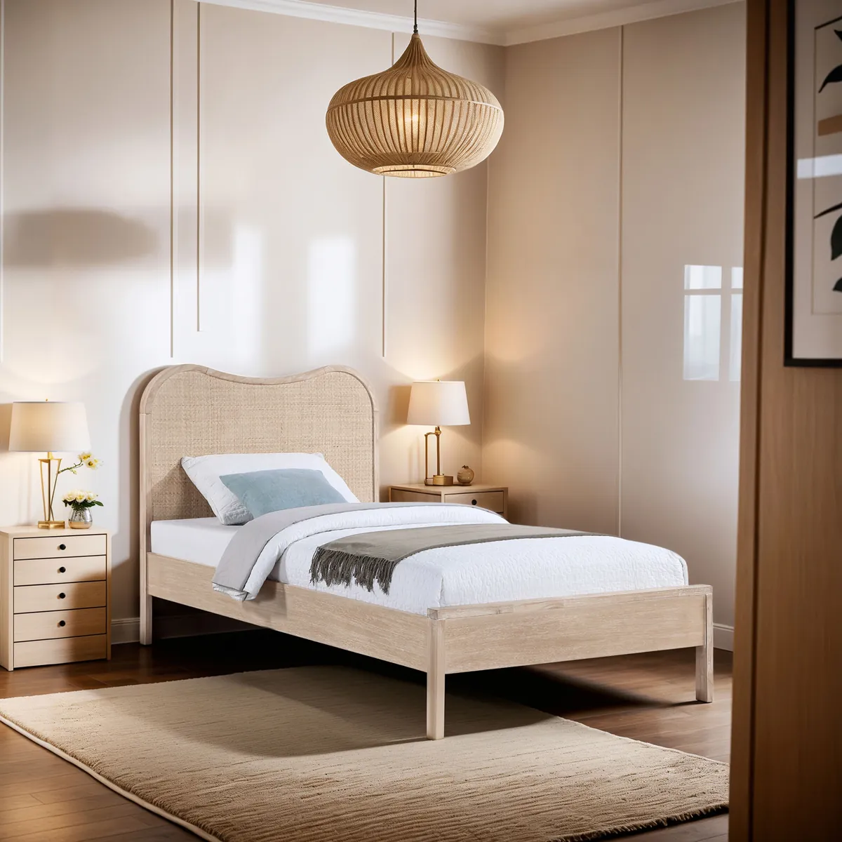 Windsor - Rubberwood Twin Bed - Natural - View 2