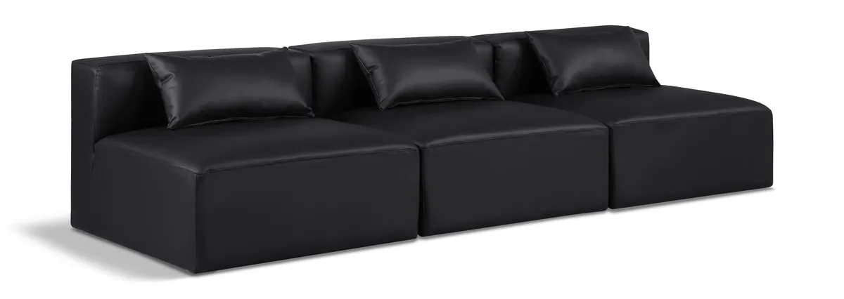 Cube - Modular 3 Seat Armless Sofa - Black