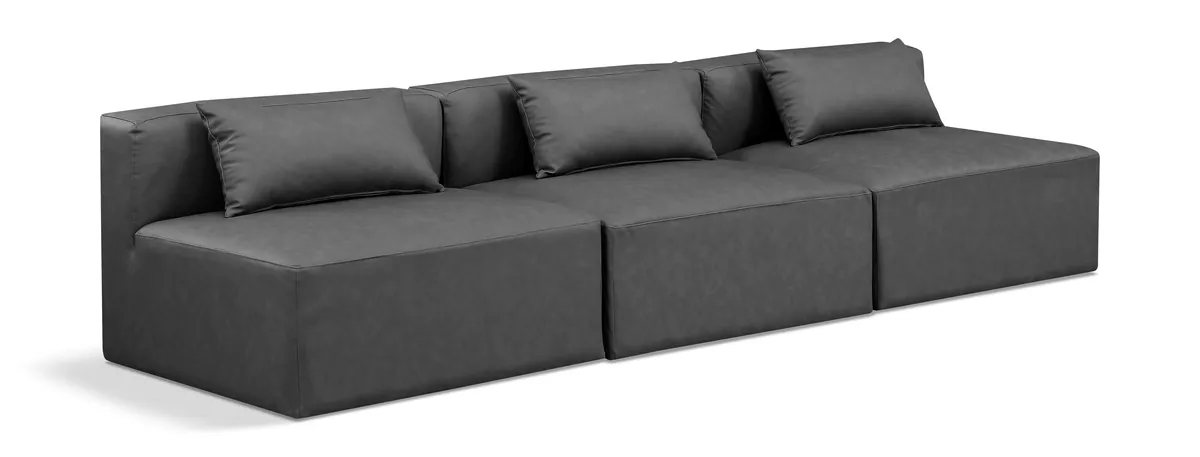 Cube - Modular 3 Seat Armless Sofa - Charcoal Gray
