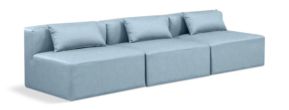 Cube - Modular 3 Seat Armless Sofa - Light Blue