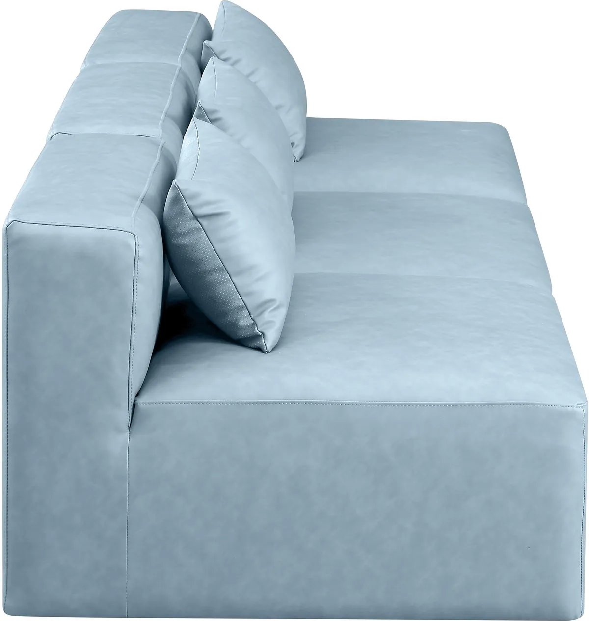 Cube - Modular 3 Seat Armless Sofa - Light Blue - View 2