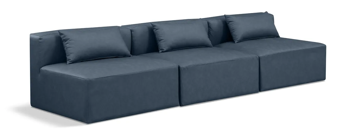Cube - Modular 3 Seat Armless Sofa - Navy Blue