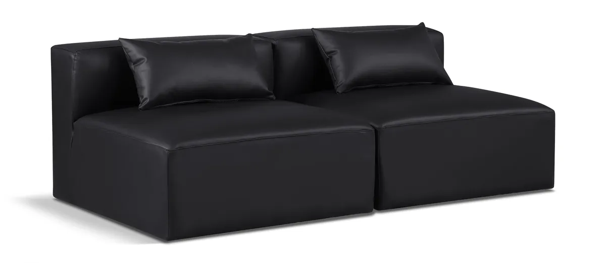 Cube - Modular 2 Seat Armless Sofa - Black