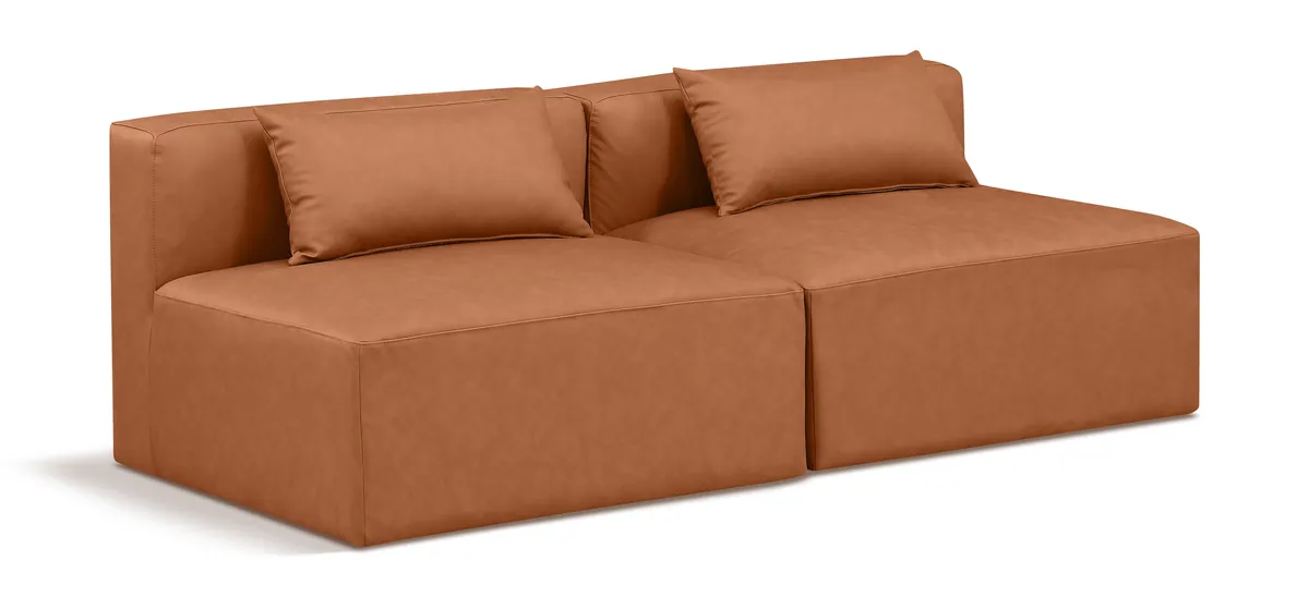 Cube - Modular 2 Seat Armless Sofa - Cognac