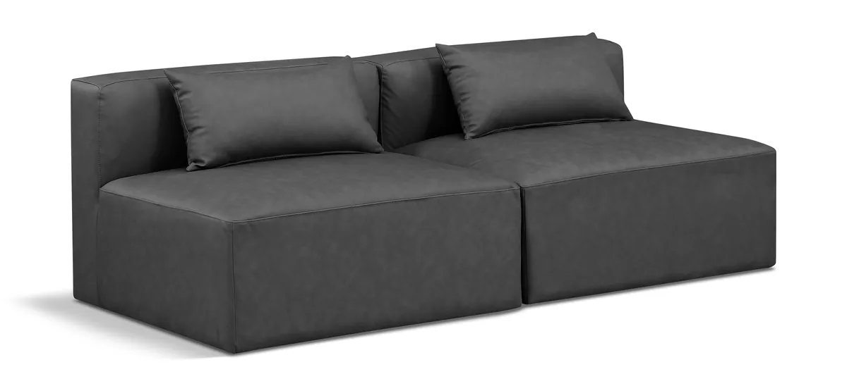 Cube - Modular 2 Seat Armless Sofa - Dark Gray